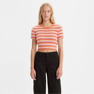 Levi's Orange and White Striped Crop Top